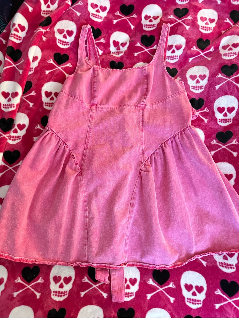 SHEIN Pink Denim Babydoll Mini Dress